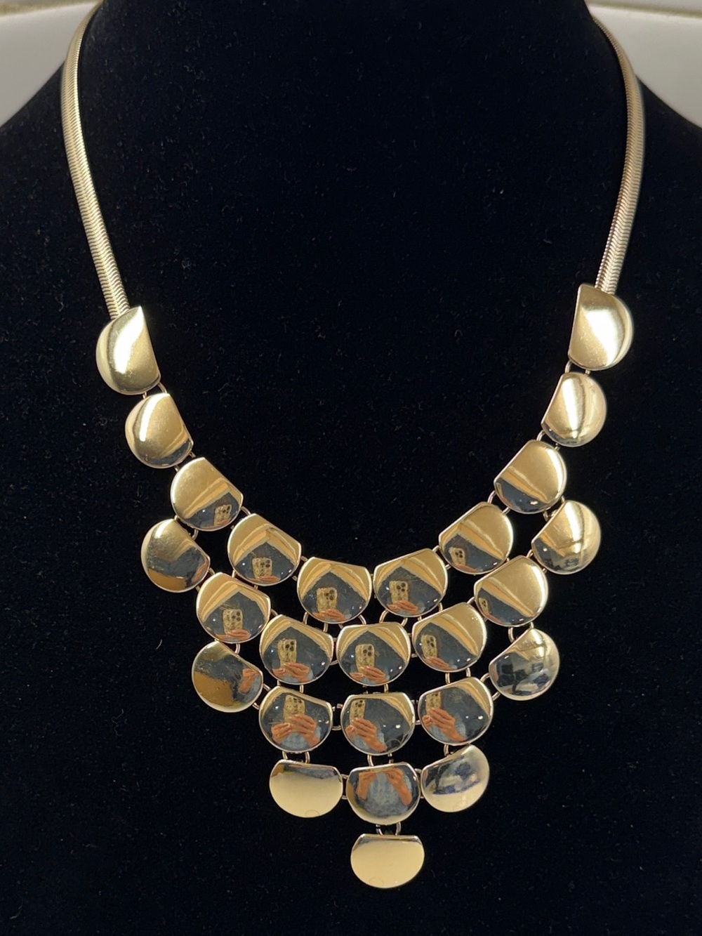 Express Gold Tone Cascading Bib Statement Necklace